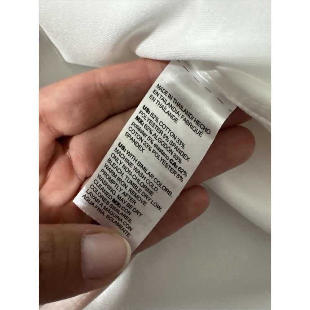 Chico's XL (3) 14 White No Iron Stretch Button Down Tunic Stitch Collar Minimali - Picture 10 of 10